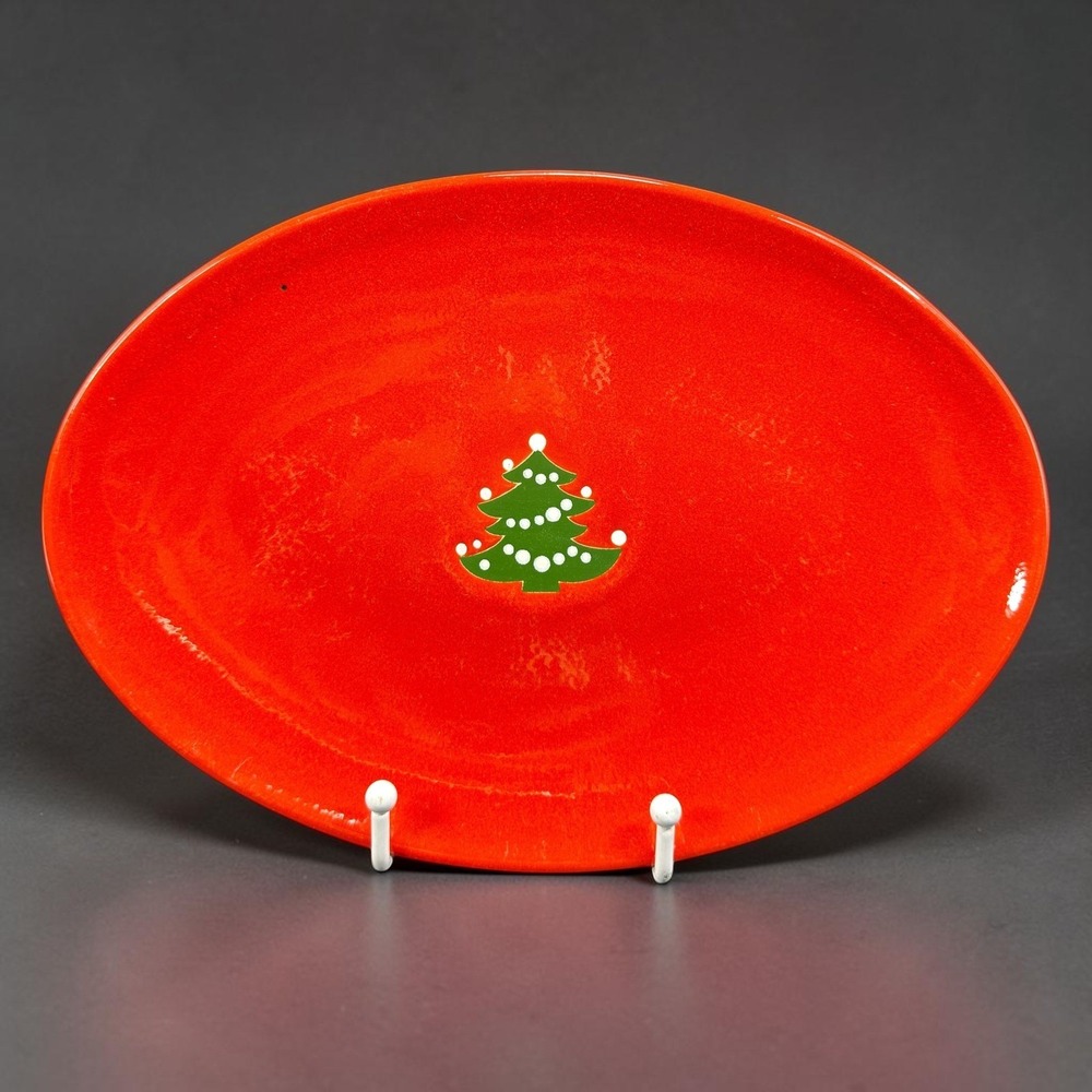 Waechtersbach Germany Christmas Tree Orange Red Oval Platter‎ Small Serving Dish